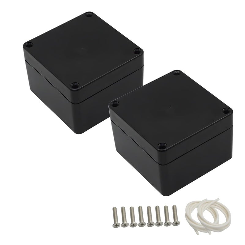 LeMotech ABS Plastic Electrical Project Case Power Junction Box, Project Box Black 3.27"x3.19"x2.2"(83 x 81 x 56mm)(Pack of 2) - Image 1